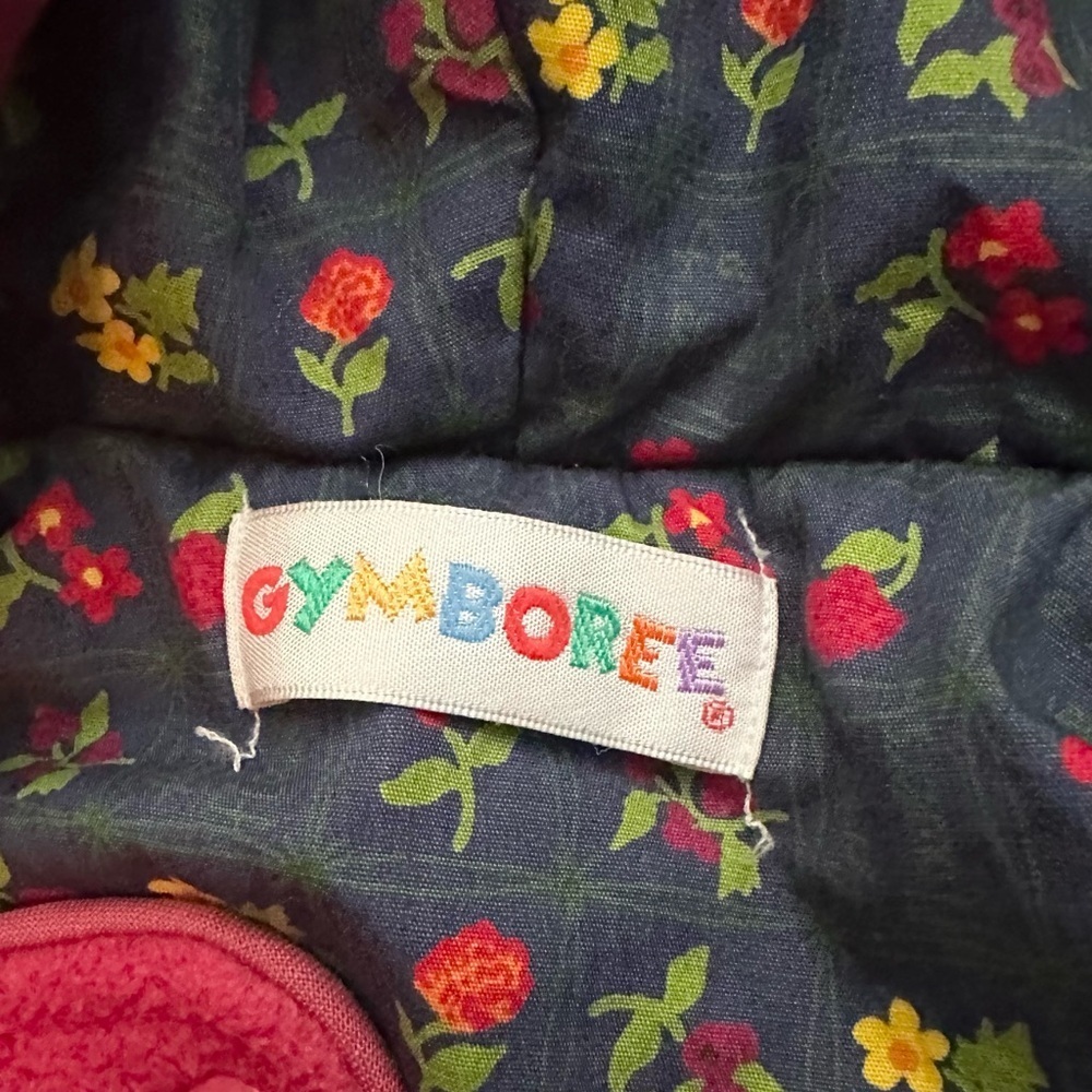 Vintage Gymboree 1998 Rainbow Tag Reversible Floral Blue/Pink Coat &Mittens 2-3T - Picture 10 of 12